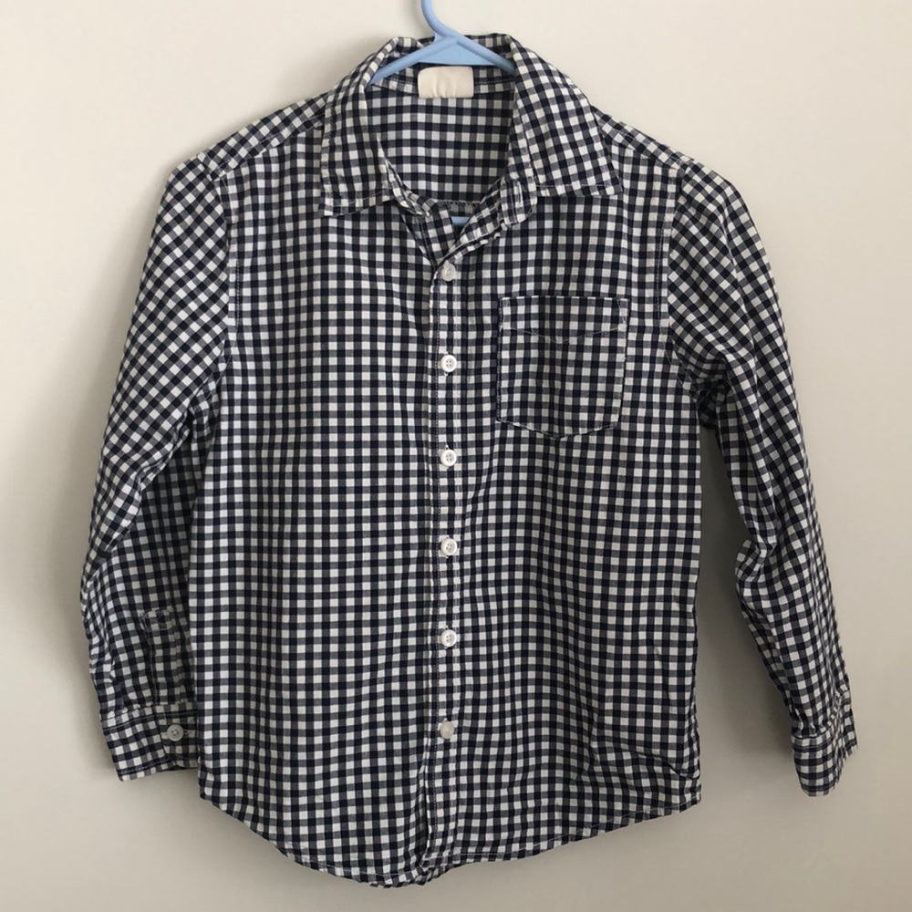 Crazy 8 blue plaid button down desss shirt size 7-8